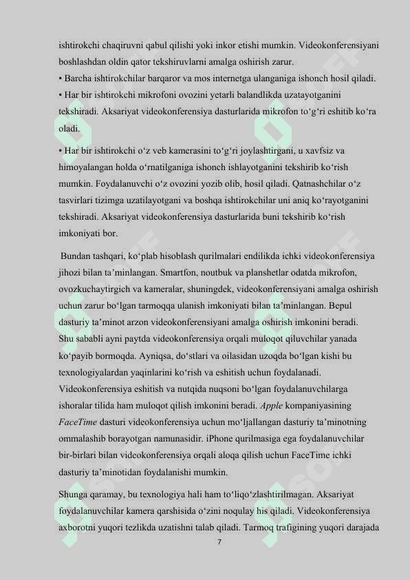 VIDEOKONFERENTSIYANI TASHKIL ETISH VA UNDAN FOYDALANISH 7