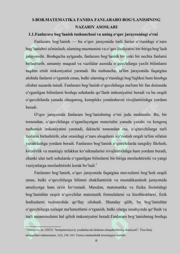 MATEMATIKA DARSIDA FANLARARO BOG‘LANISHLARDAN FOYDALANISH 5