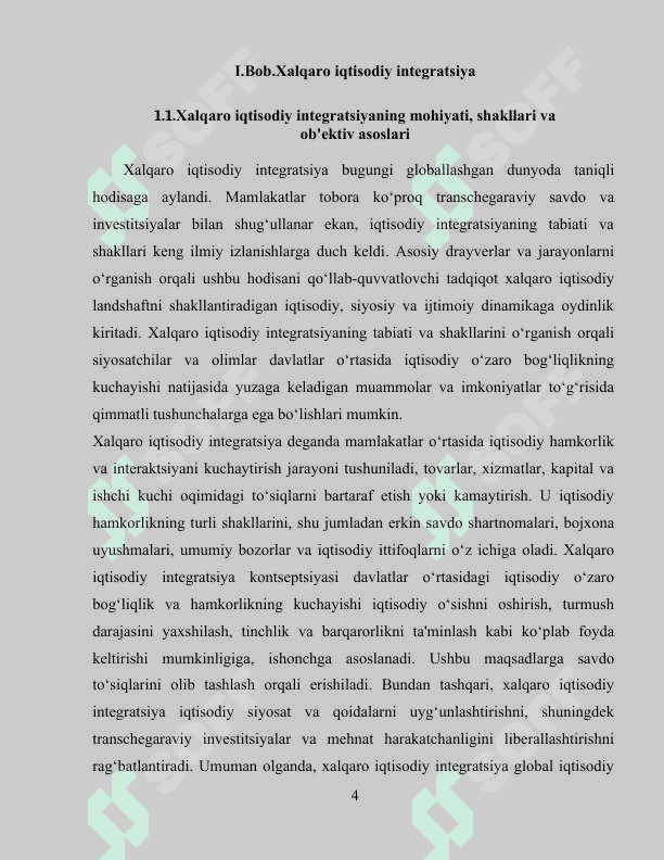 Xalqaro iqtisodiy integratsiya va Oʻzbekistonning jahon hamjamiyatiga kirib borishi 4