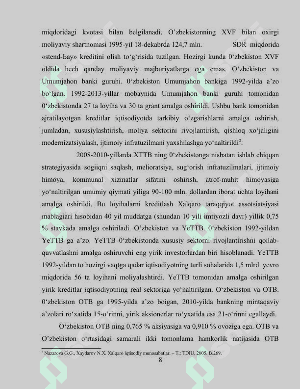 Xalqaro iqtisodiy integratsiya va Oʻzbekistonning jahon hamjamiyatiga kirib borishi 8