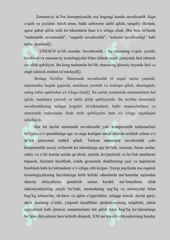 BOSHLANGʻICH SINF OʻQUVCHILARIDA MATEMATIK SAVODXONLIKNI SHAKLLANTIRISH METODIKASI  (TIMSS TADQIQOTLARI ASOSIDA) 8