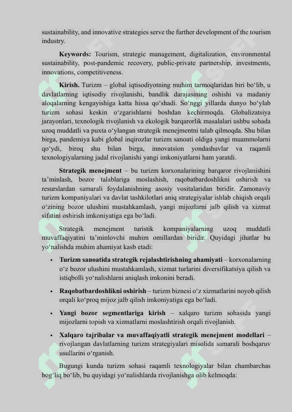 Turizmda strategik menejmentning rivojlanish istiqbollari 2