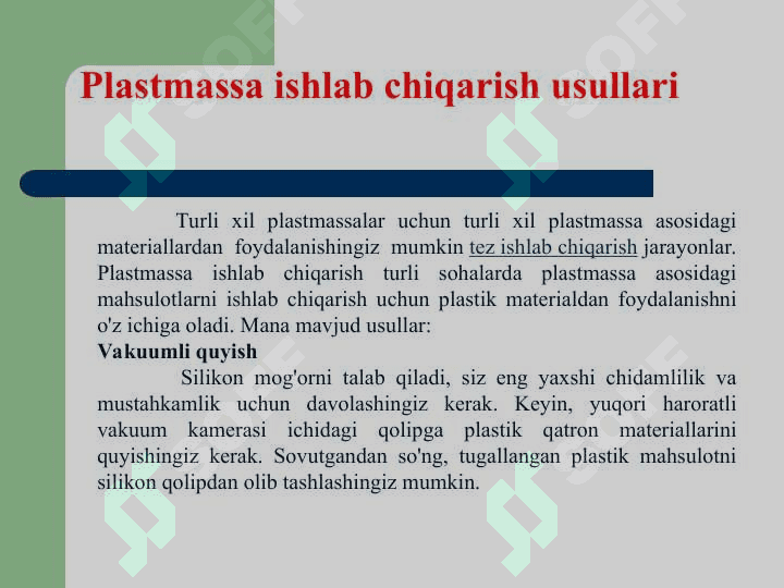 Plastik massalar (Platmassalar ) ishlab chiqarish 5