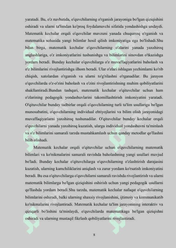 MATEMATIK KECHANI TASHKIL QILISH USULLARI 7