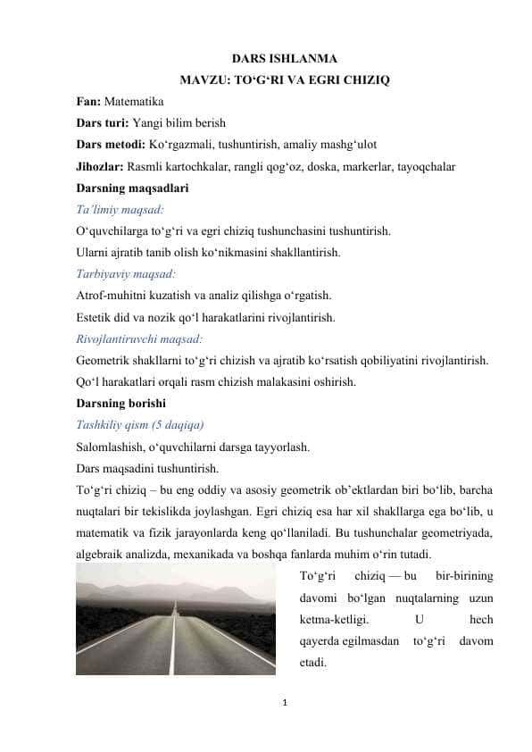 TO‘G‘RI VA EGRI CHIZIQ 1