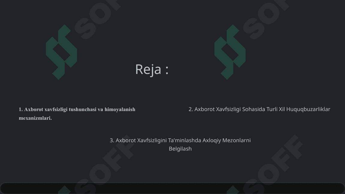 O'zbekistonda axborot xavfsizligining manaviy va huquqiy asoslari 2