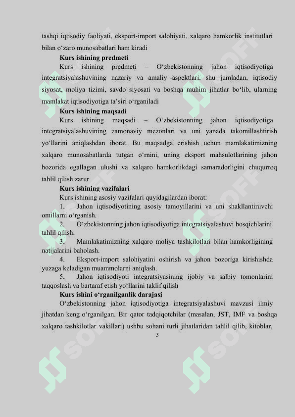OʻZBEKISTONNING JAHON IQTISODIYOTIGA QOʻSHILISH   XUSUSIYATLARI 3