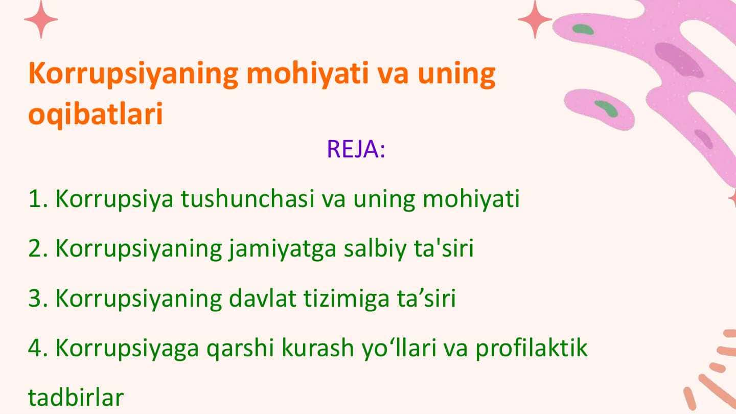 Korrupsiyaning mohiyati va uning oqibatlari