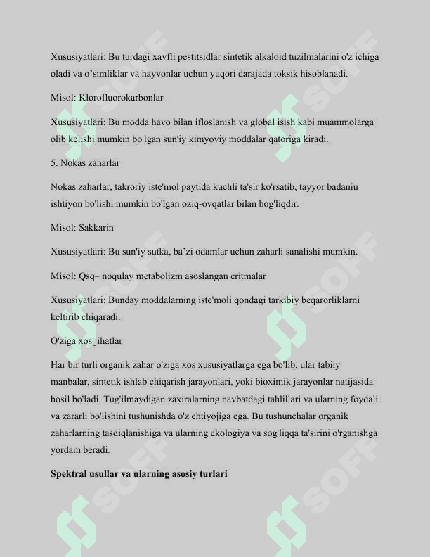 Organik zaharlarning tahlilida spektral usullarni qo`llash 5