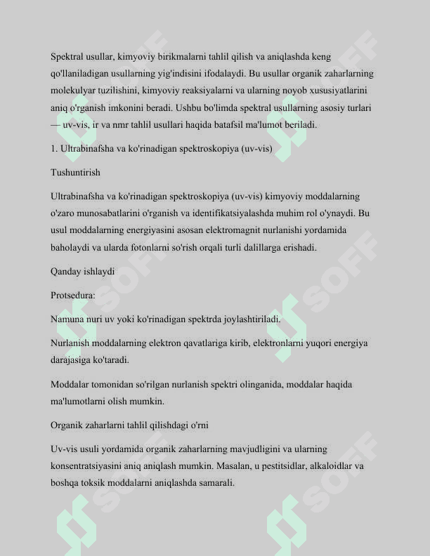 Organik zaharlarning tahlilida spektral usullarni qo`llash 6