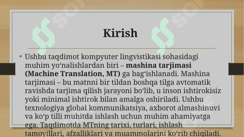 Mashina tarjimasi. Kompyuter leksikografiyasi 2