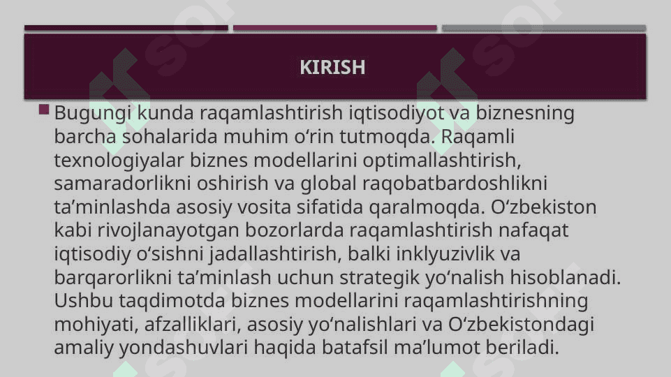 Biznes modellarini raqamlashtirish 2