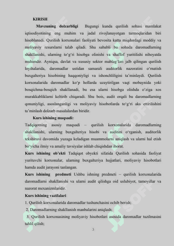 QURILISH KORXONALARIDA DAROMADLAR AUDITI  ( QURILISH KORXONALARI MISOLIDA) 3