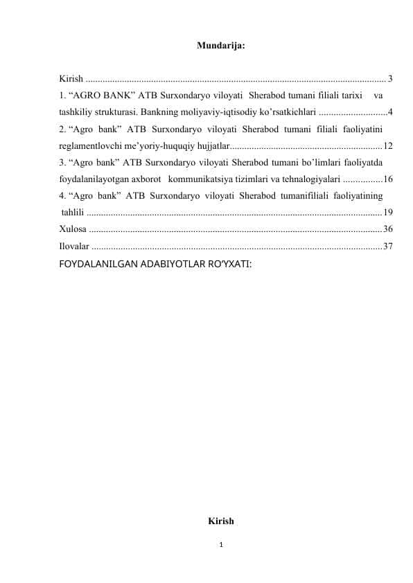Agro bank amaliyot hisoboti  Sherabod  tumani 1