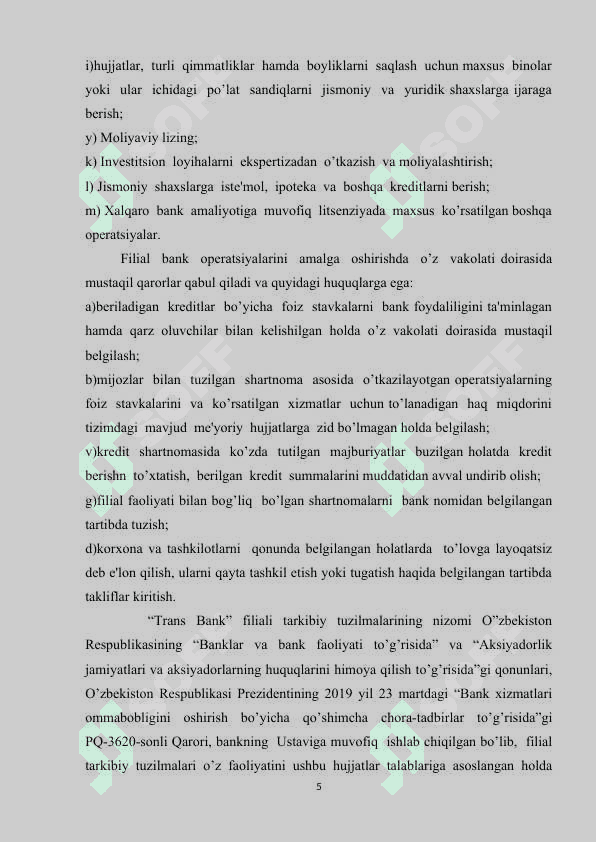 Trans bank amaliyot hisoboti surxondaryo viloyati hamma  tumanlari uchun 5