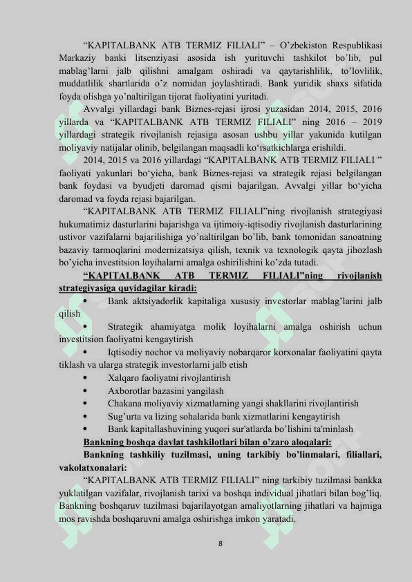 Kapital bank amaliyot hisobot Termiz shahar 7