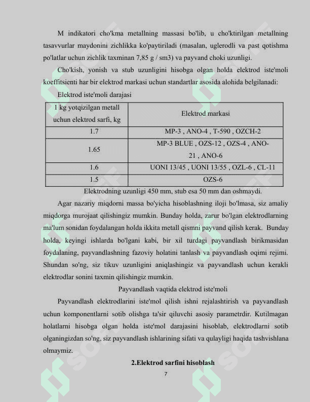 Elektrod sarfini kamaytirish yo'llari 7