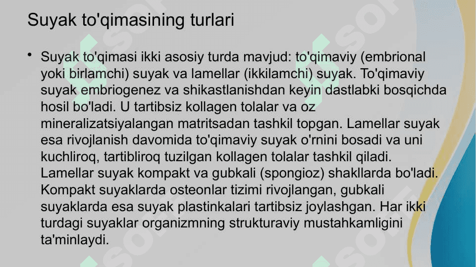 Suyaklarning o'sishi va rivojlanishiga tasiri 4