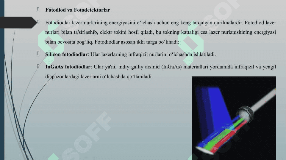 LAZERLARNING CHIQISH ENERGETIK PARAMETRLARINI O‘LCHASH METODLARI 6