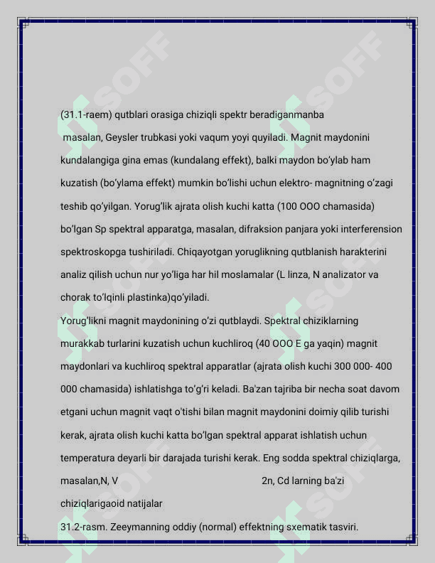 Magnit maydonida spektrlarning bo’linishi.Zeeman effekti 6