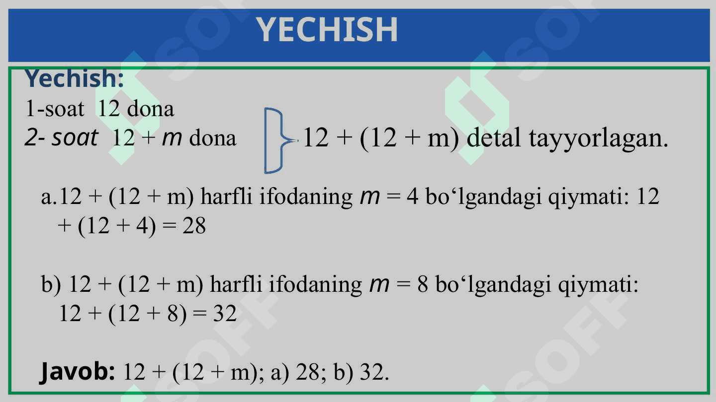 Sonli ifoda tushunchasi. Sonli va harfiy ifodasi 8