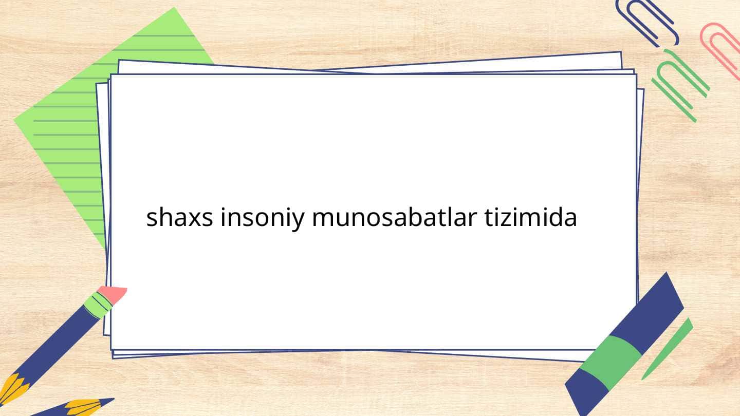 shaxs insoniy munosabatlar tizimida