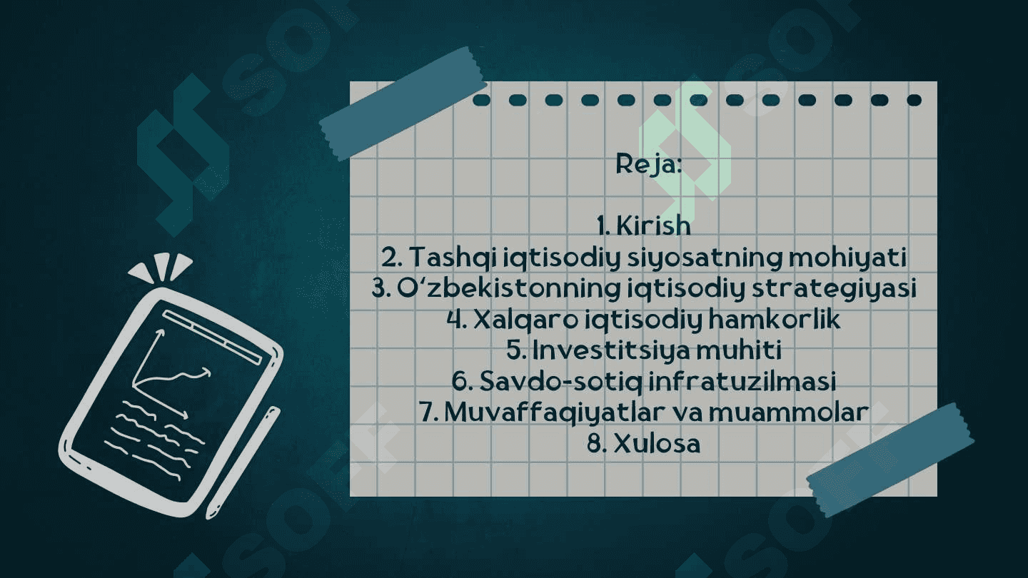 O‘zbekistonda davlatning tashqi iqtisodiy siyosati. 2