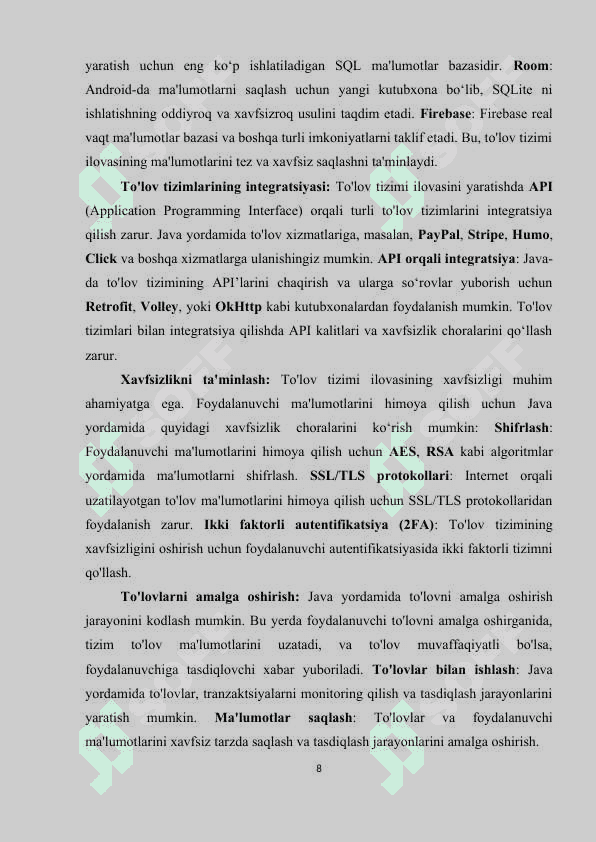 To'lov tizimi mobile ilovasini yaratish bo'yicha 7