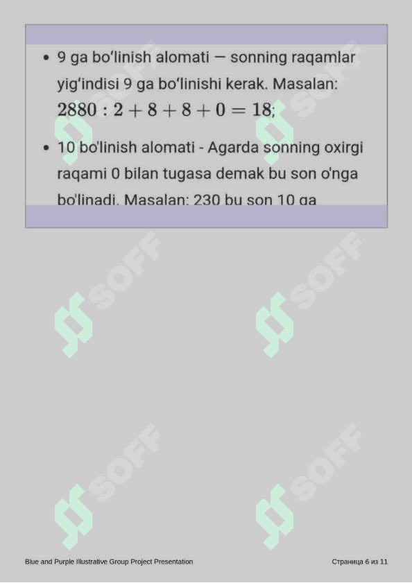 Matematikaga mustaqil talim uchun slayd referat 6