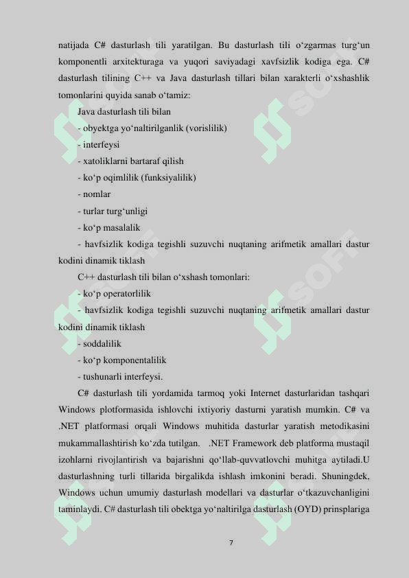 C# dasturlash tilidan Kurs ishi 6