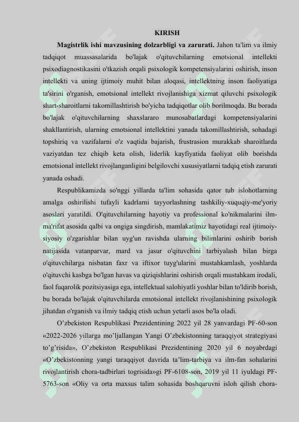 Bo‘lajak o‘qituvchilarda intelektni rivojlantirishning psixologik asoslari. MAGISTRLIK DISSERTATSIYASI 3