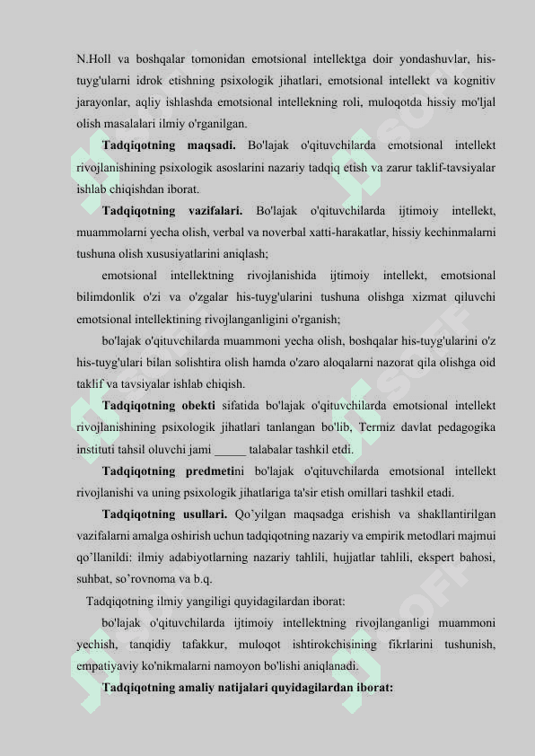 Bo‘lajak o‘qituvchilarda intelektni rivojlantirishning psixologik asoslari. MAGISTRLIK DISSERTATSIYASI 5