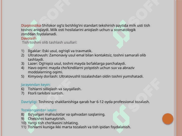 Tish karashlari, kariseogen xususiyatlarni aniqlash 6