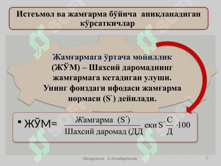 Истеъмол ва жамғарма ва инвестициялар 7