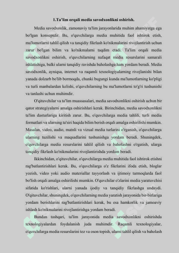 Media savodxonlikni qanday oshirish mumkin 2