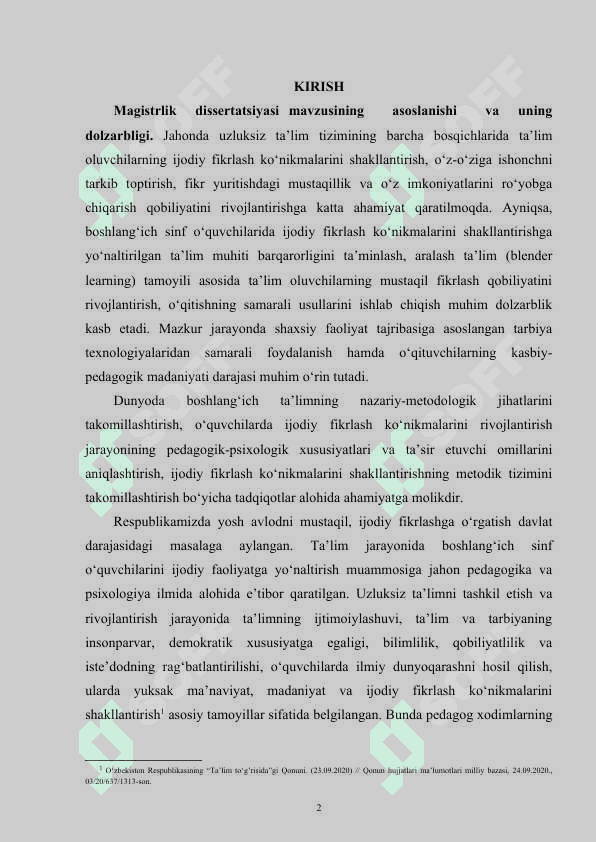 BОSHLАNG‘IСH SINF О‘QUVСHILАRIDА IJОDIУ FIKRLАSH KО‘NIKMАLАRINI RIVОJLАNTIRISH 2