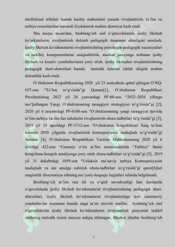 BОSHLАNG‘IСH SINF О‘QUVСHILАRIDА IJОDIУ FIKRLАSH KО‘NIKMАLАRINI RIVОJLАNTIRISH 3