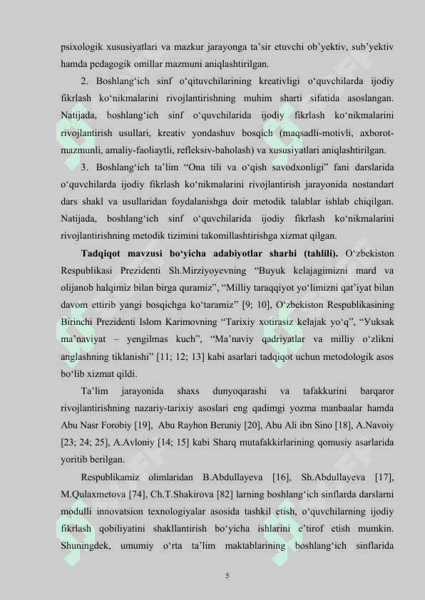 BОSHLАNG‘IСH SINF О‘QUVСHILАRIDА IJОDIУ FIKRLАSH KО‘NIKMАLАRINI RIVОJLАNTIRISH 5