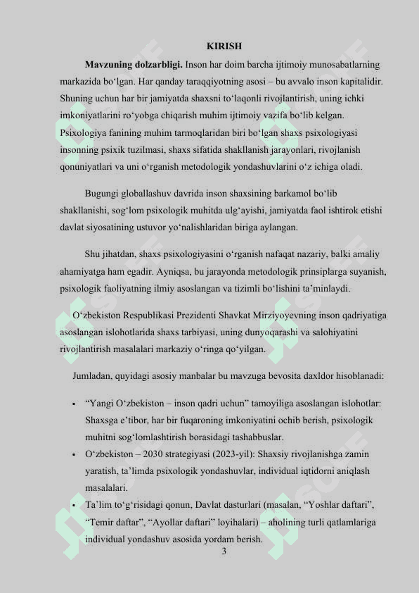 Shaxs psixologiyasining metodologik prinsiplari kurs ishi 3