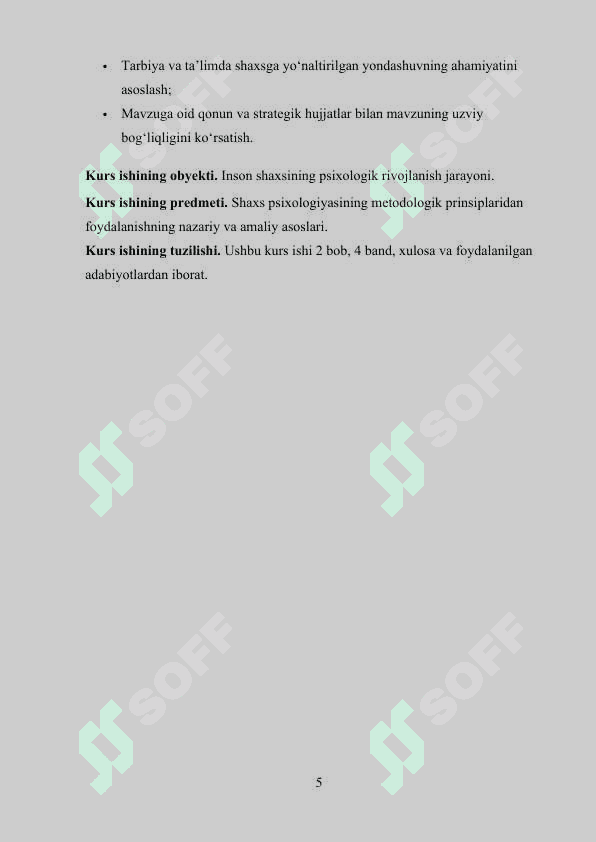 Shaxs psixologiyasining metodologik prinsiplari kurs ishi 5