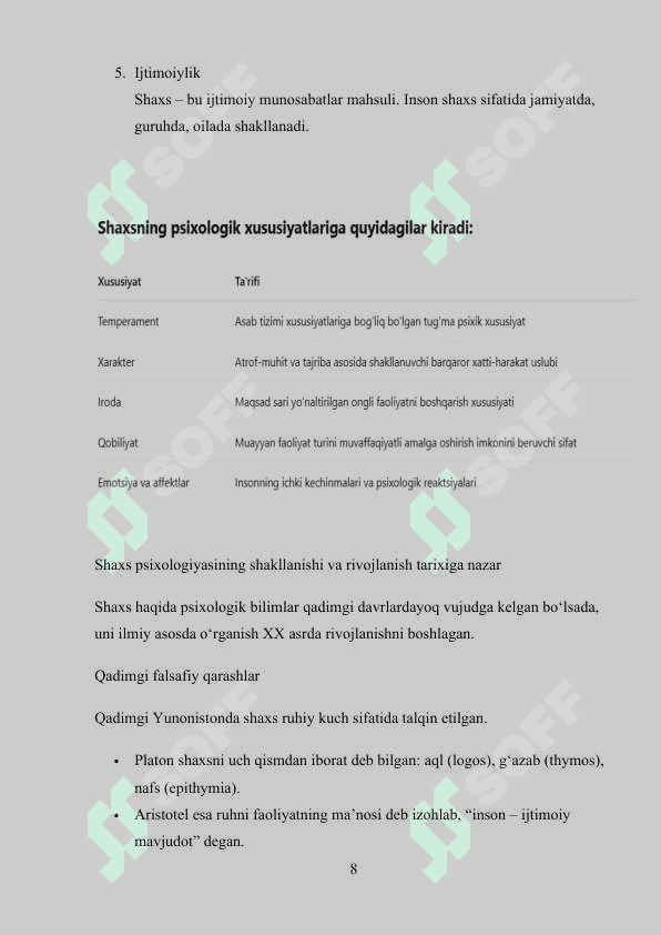 Shaxs psixologiyasining metodologik prinsiplari kurs ishi 8