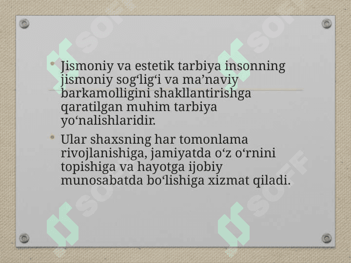 Jismoniy va  estetik tarbiya 2