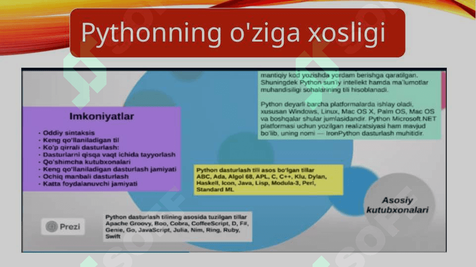Python tili sintaksisi, asosiy operatorlari 6