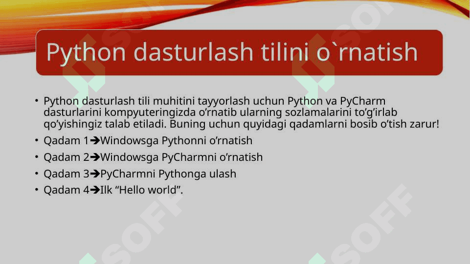 Python tili sintaksisi, asosiy operatorlari 8