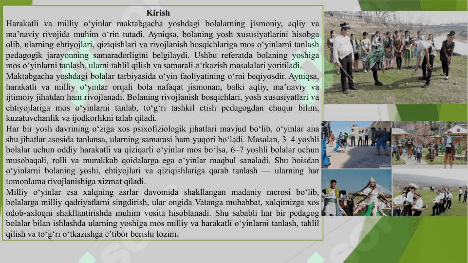 Milliy va harakatli o‘yinlarni bolaning yoshga mos holda tanlash, 2