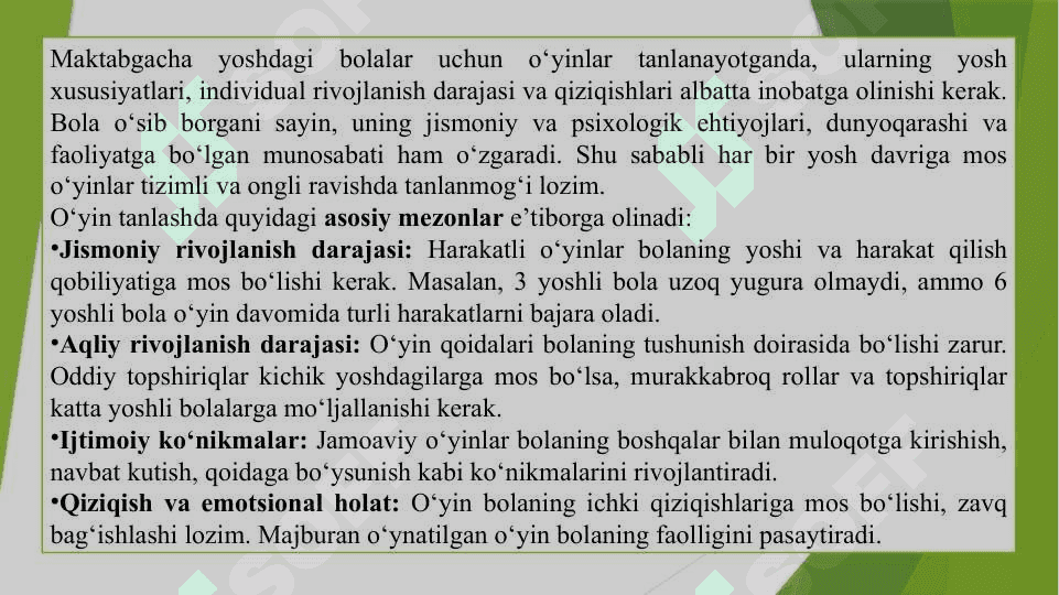 Milliy va harakatli o‘yinlarni bolaning yoshga mos holda tanlash, 8