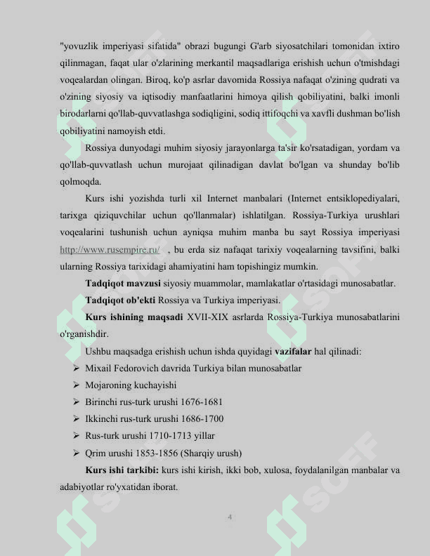 XVII-XIX asrlarda Rossiya-Turkiya munosabatlari 4