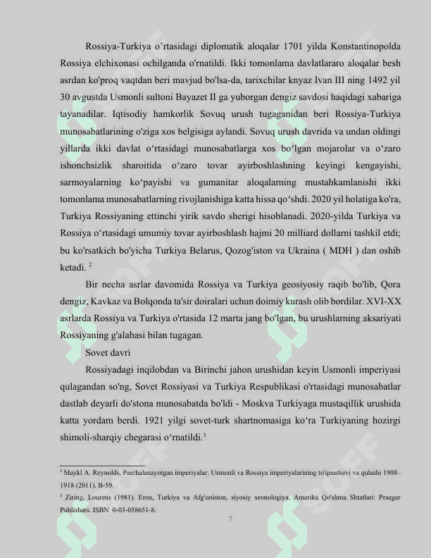 XVII-XIX asrlarda Rossiya-Turkiya munosabatlari 7