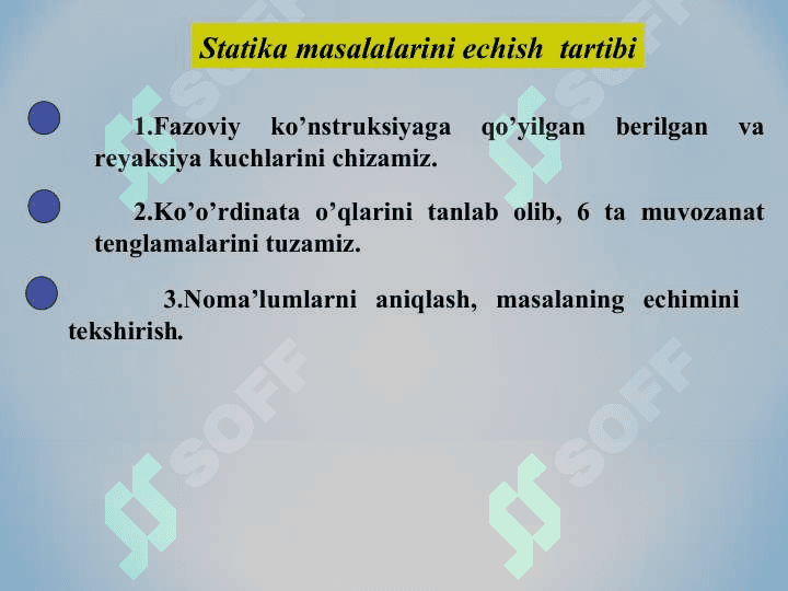 Fazoda joylashgan parallel kuchlar sistemasioing muvozanati 3