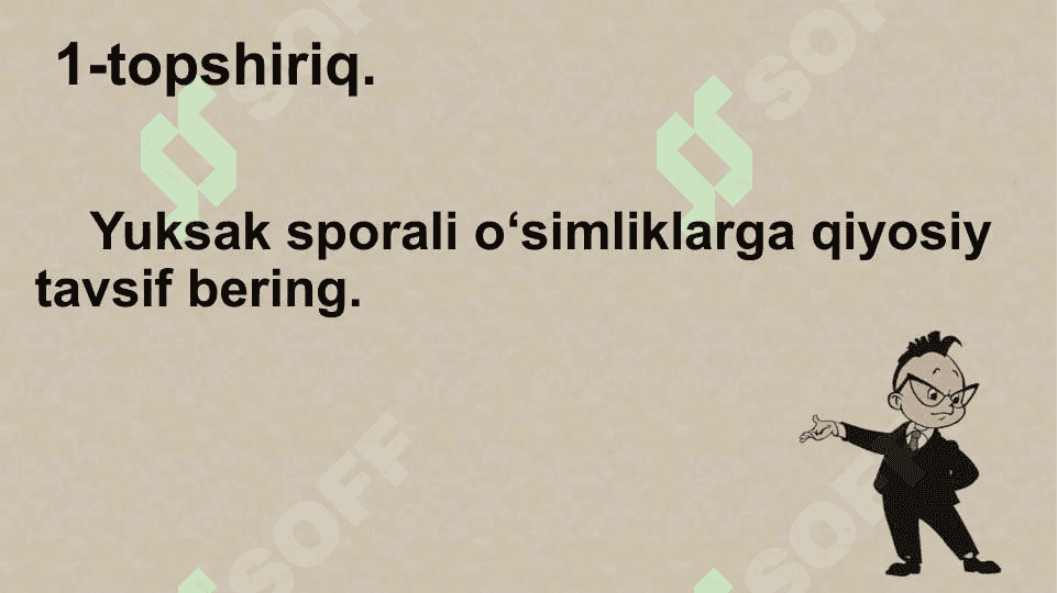 Sporali o‘simliklar, ochiq urug‘li va gulli o‘simliklar misolida aromorfoz, idioadaptatsiyalarni o‘rganish 2